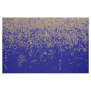 Gold Glitter Cobalt Blue Gradient Ombre Confetti Stof