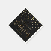 Gold Glitter Confetti 18e verjaardag Black Servet (Hoek)