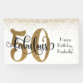 Gold Glitter Confetti 50 & Fantastische Happy Birt Spandoek