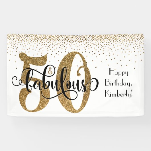Gold Glitter Confetti 50 & Fantastische Happy Birt Spandoek (Horizontaal)