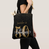 Gold Glitter & Confetti 50 & handig, persoonlijk a Tote Bag (Dichtbij)
