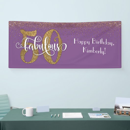 Gold Glitter Confetti 50 & Paars Spandoek (Beurs)