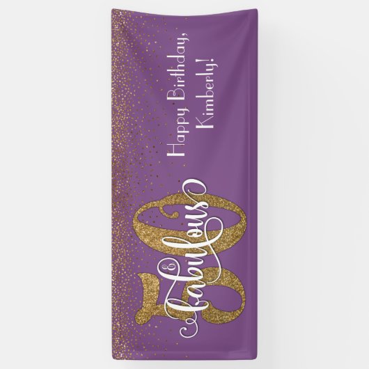 Gold Glitter Confetti 50 & Paars Spandoek (Verticaal)