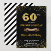 Gold glitter confetti 60e verjaardag uitnodiging (Voorkant / Achterkant)