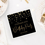 Gold Glitter Confetti 60th Birthday Party Black Servet<br><div class="desc">Deze elegante verjaardagsluiers zijn voorzien van een gouden diamantconfetti en de woorden "Birthday Party" in gouden faux glitter-typografie op een zwarte achtergrond. Pas ze aan met de naam en het verjaardagsjaar van de eer en de datum.</div>