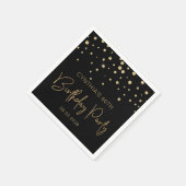 Gold Glitter Confetti 60th Birthday Party Black Servet (Hoek)