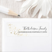 Gold glitter confetti-adres voor kerstretour etiket (Insitu)