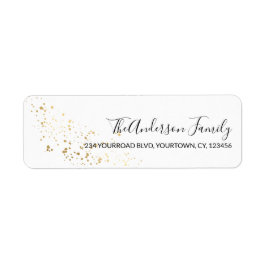 Gold glitter confetti-adres voor kerstretour etiket
