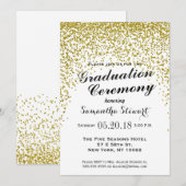 Gold Glitter Confetti Afstuderen Uitnodigingen (Voorkant / Achterkant)