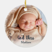 Gold Glitter Confetti Baby Baptisme Foto Keramisch Ornament (Achterkant)