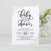 Gold Glitter Confetti Baby shower Uitnodiging (Staand voorkant)