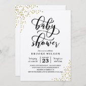 Gold Glitter Confetti Baby shower Uitnodiging (Voorkant / Achterkant)