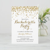 Gold Glitter Confetti Bachelorette Party Invite Kaart (Staand voorkant)