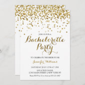 Gold Glitter Confetti Bachelorette Party Invite Kaart (Voorkant / Achterkant)
