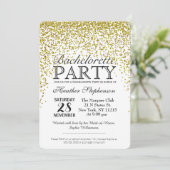 Gold Glitter Confetti Bachelorette Party nodigt ui Kaart (Staand voorkant)