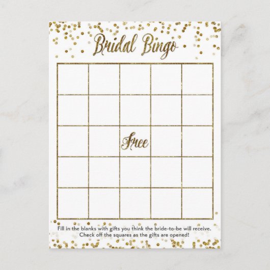 Gold Glitter Confetti Bingo Vrijgezellenfeest Spel Uitnodiging Briefkaart (Voorkant)