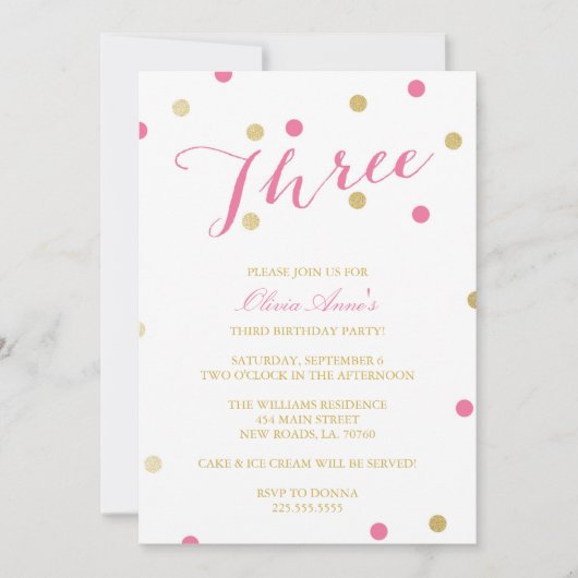 Gold Glitter Confetti Birthday Kaart (Voorkant)
