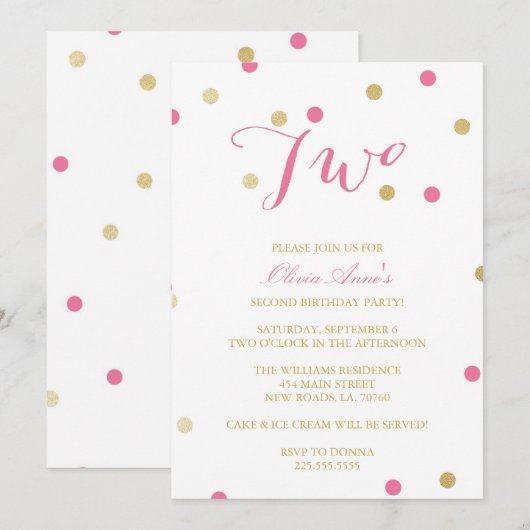 Gold Glitter Confetti Birthday Kaart (Voorkant / Achterkant)