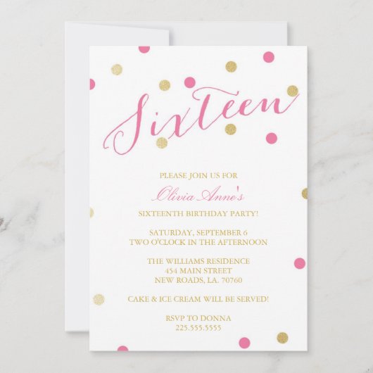 Gold Glitter Confetti Birthday Kaart (Voorkant)