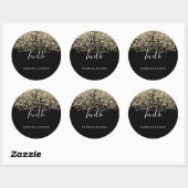 Gold Glitter Confetti Black 10e verjaardag Ronde Sticker (Vel)