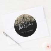 Gold Glitter Confetti Black 13-jarig feestje Ronde Sticker (Envelop)