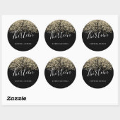Gold Glitter Confetti Black 13-jarig feestje Ronde Sticker (Vel)