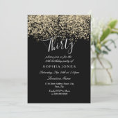 Gold Glitter Confetti Black 30e verjaardag Kaart (Staand voorkant)