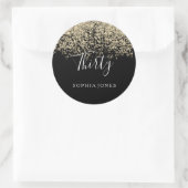 Gold Glitter Confetti Black 30e verjaardag Ronde Sticker (Tas)