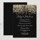 Gold Glitter Confetti Black 40e verjaardag Kaart (Voorkant / Achterkant)