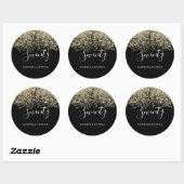 Gold Glitter Confetti Black 70e verjaardag Ronde Sticker (Vel)
