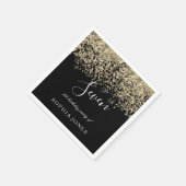 Gold Glitter Confetti Black, 7-jarig feest Servet (Hoek)