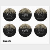 Gold Glitter Confetti Black 80ste verjaardag Ronde Sticker (Vel)