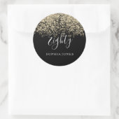 Gold Glitter Confetti Black 80ste verjaardag Ronde Sticker (Tas)