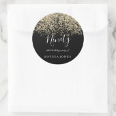 Gold Glitter Confetti Black, 90ste verjaardag Ronde Sticker (Tas)