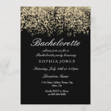 Gold Glitter Confetti Black Bachelorette