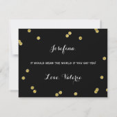 Gold Glitter Confetti Black | bruidsmeisje Kaart (Achterkant)