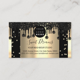 Gold Glitter Confetti Black VIP-schijven omhuld Visitekaartje