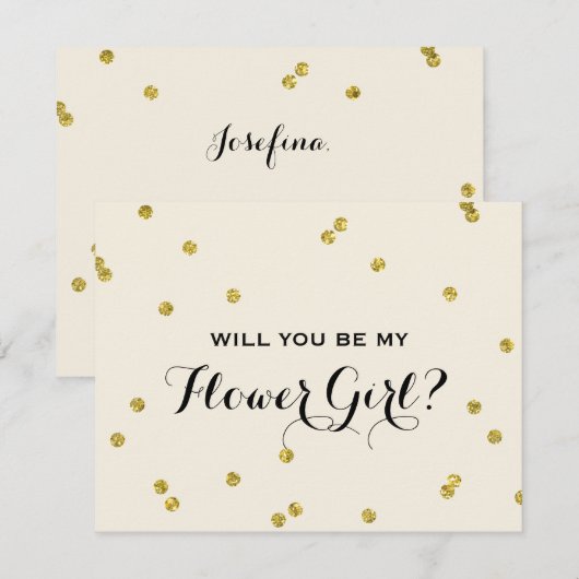 Gold Glitter Confetti | BLOEMENMEISJE Kaart (Voorkant / Achterkant)