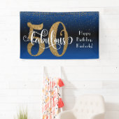 Gold Glitter Confetti Blue Ombre 50 & Fabulous Spandoek (Insitu)