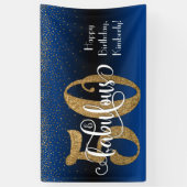 Gold Glitter Confetti Blue Ombre 50 & Fabulous Spandoek (Verticaal)