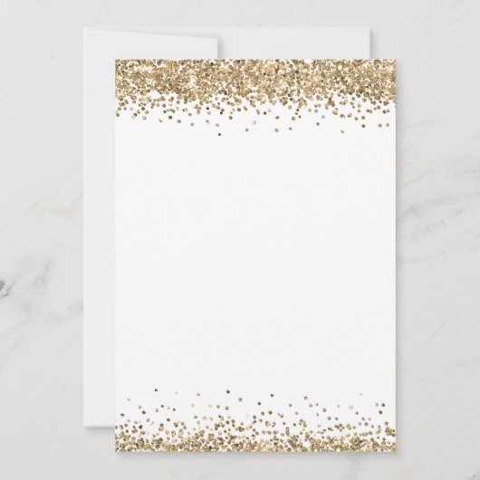 Gold Glitter Confetti Borders Script Wedding Kaart (Achterkant)