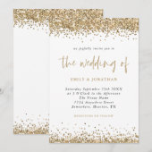 Gold Glitter Confetti Borders Script Wedding Kaart (Voorkant / Achterkant)