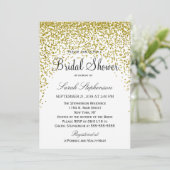 Gold Glitter Confetti Bruidsdouche Uitnodigingen (Staand voorkant)