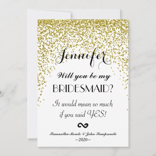 Gold Glitter Confetti Bruidsmeisjes Uitnodigingen (Voorkant)