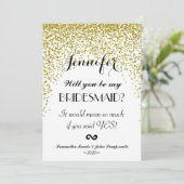 Gold Glitter Confetti Bruidsmeisjes Uitnodigingen (Staand voorkant)