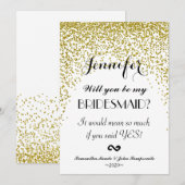 Gold Glitter Confetti Bruidsmeisjes Uitnodigingen (Voorkant / Achterkant)