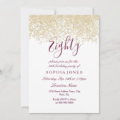 Gold Glitter Confetti Burgundy - 80ste verjaardag Kaart (Voorkant)