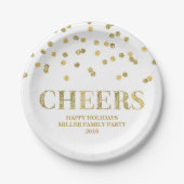 Gold Glitter Confetti Cheers Holiday Bord (Voorkant)