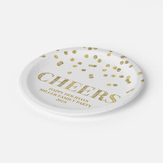 Gold Glitter Confetti Cheers Holiday Bord (Gekanteld)