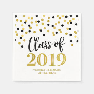 Gold Glitter Confetti Class of 2019 Afstuderen Servet